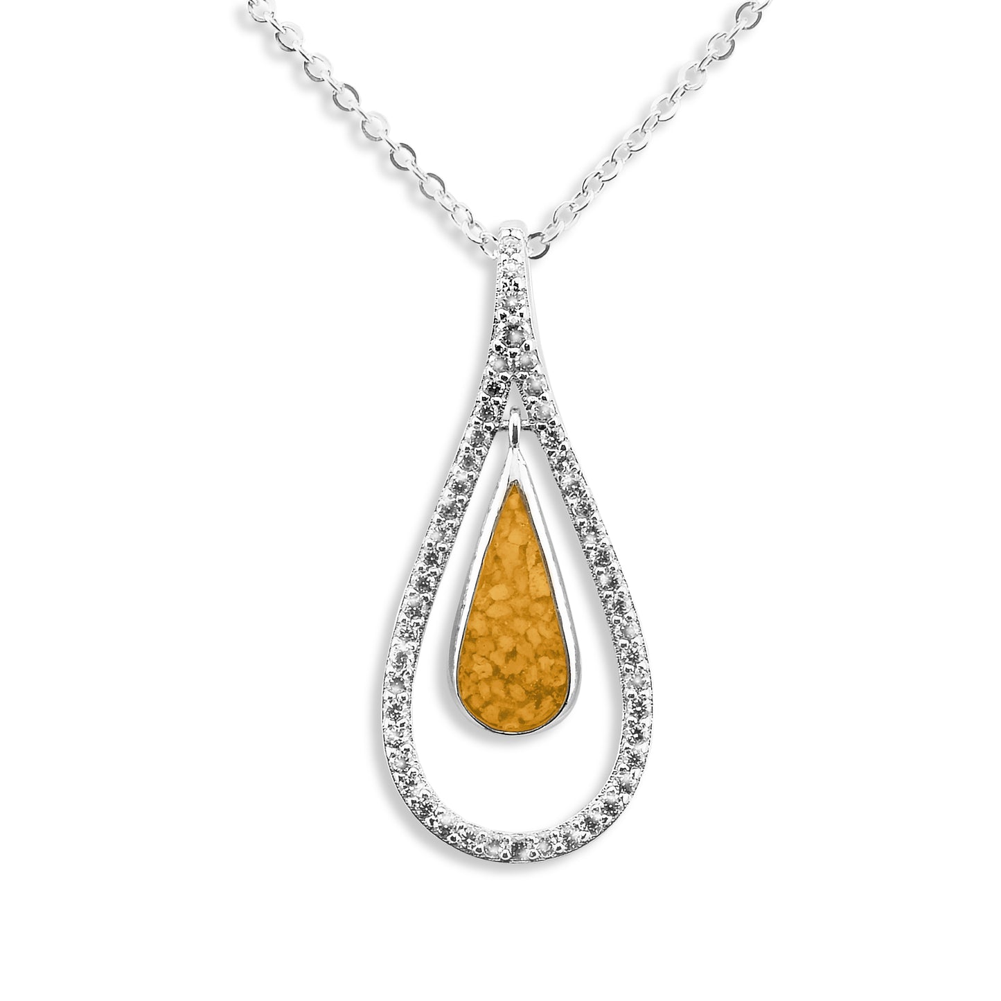 Ladies Teardrop Memorial Ashes Pendant Silver