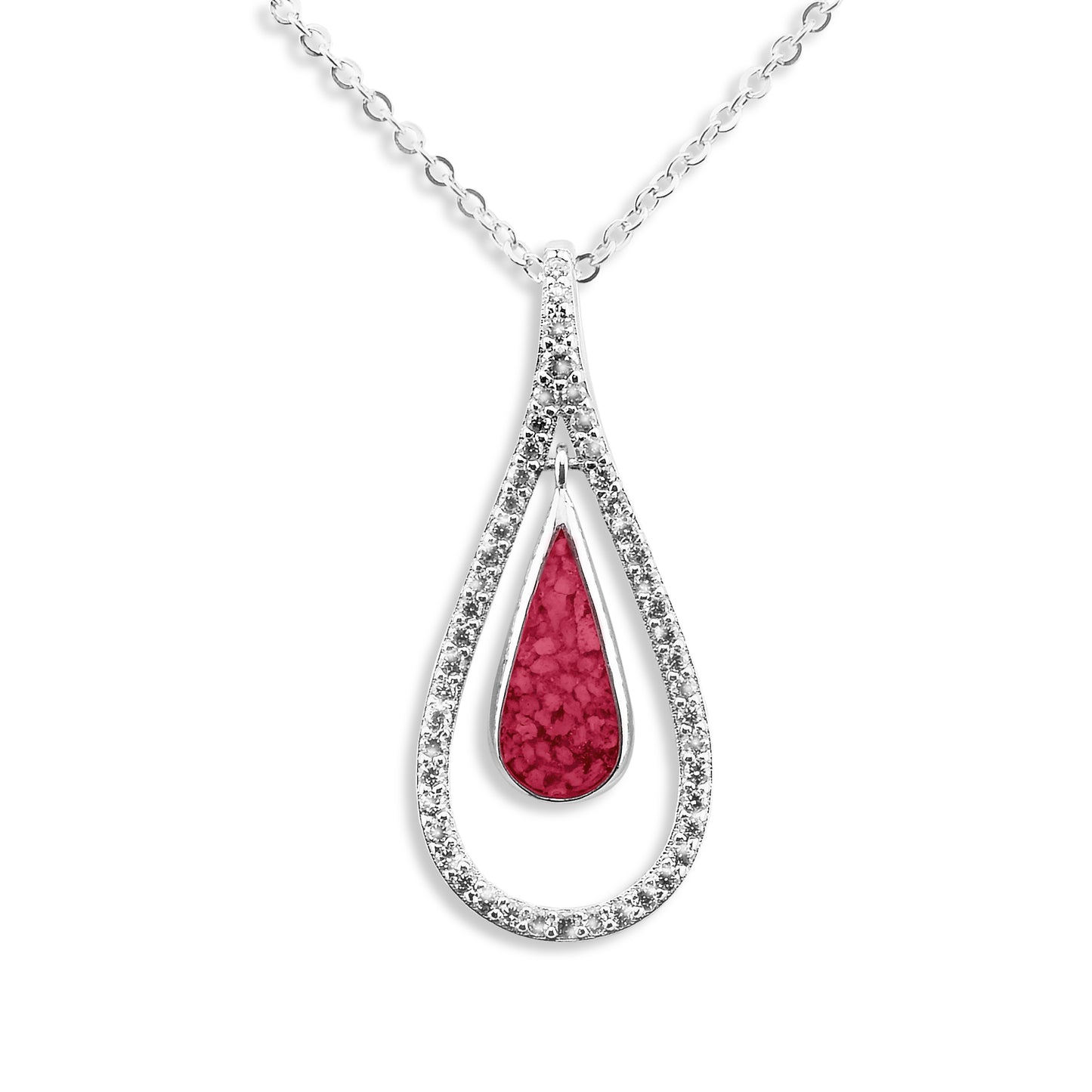Ladies Teardrop Memorial Ashes Pendant Silver