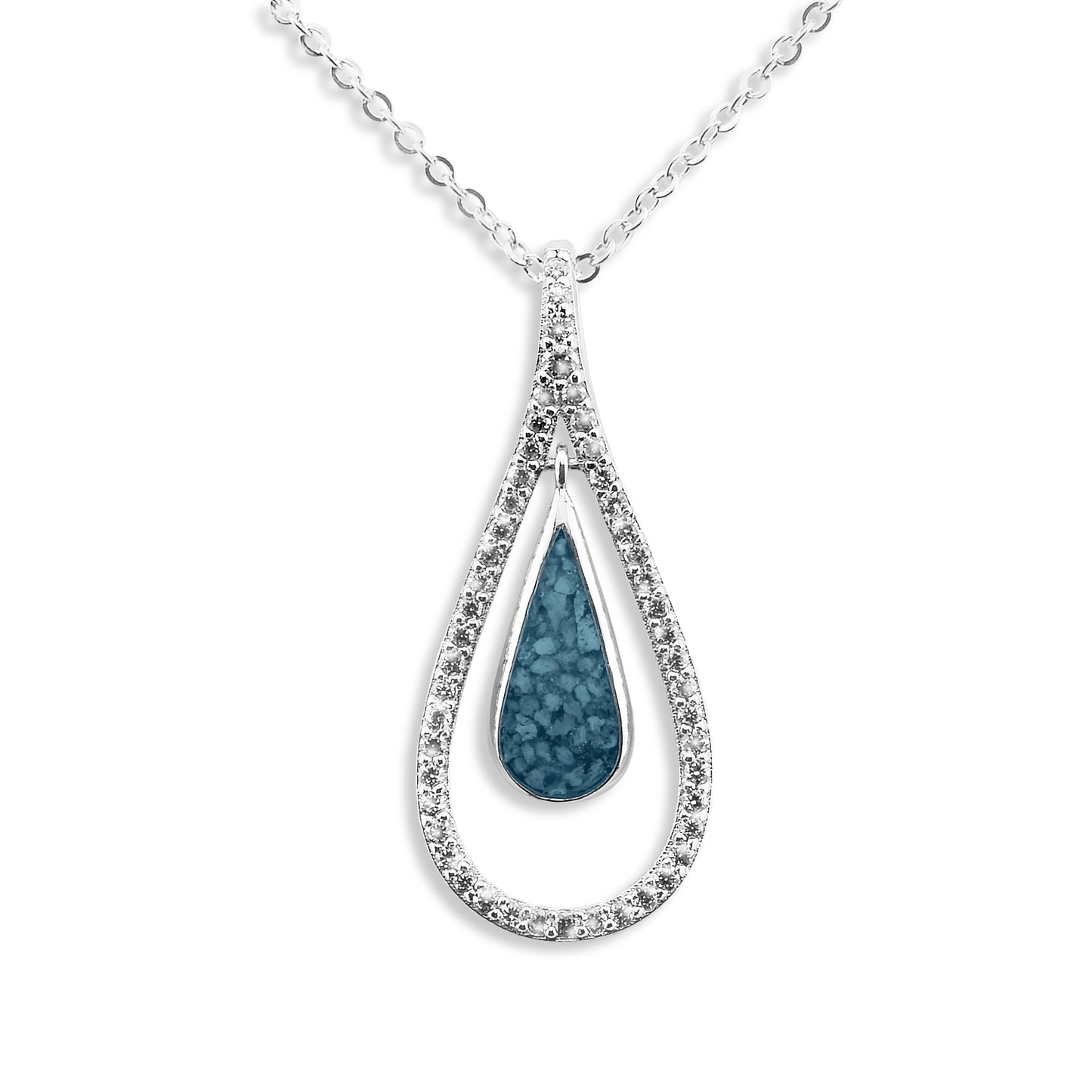 Ladies Teardrop Memorial Ashes Pendant Silver