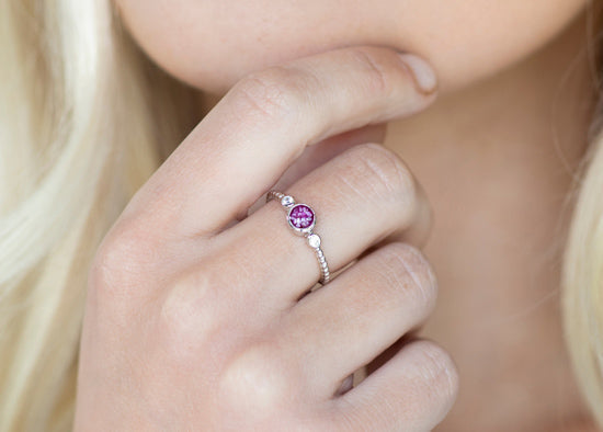 Ladies Peace Memorial Ashes Ring with Fine Crystals