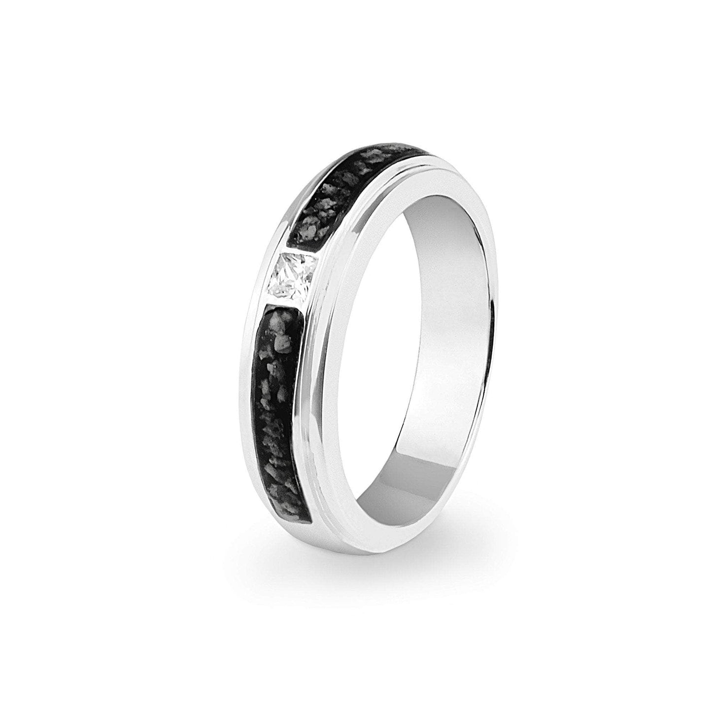 Unisex Remembrance Memorial Ashes Ring with Fine Crystal