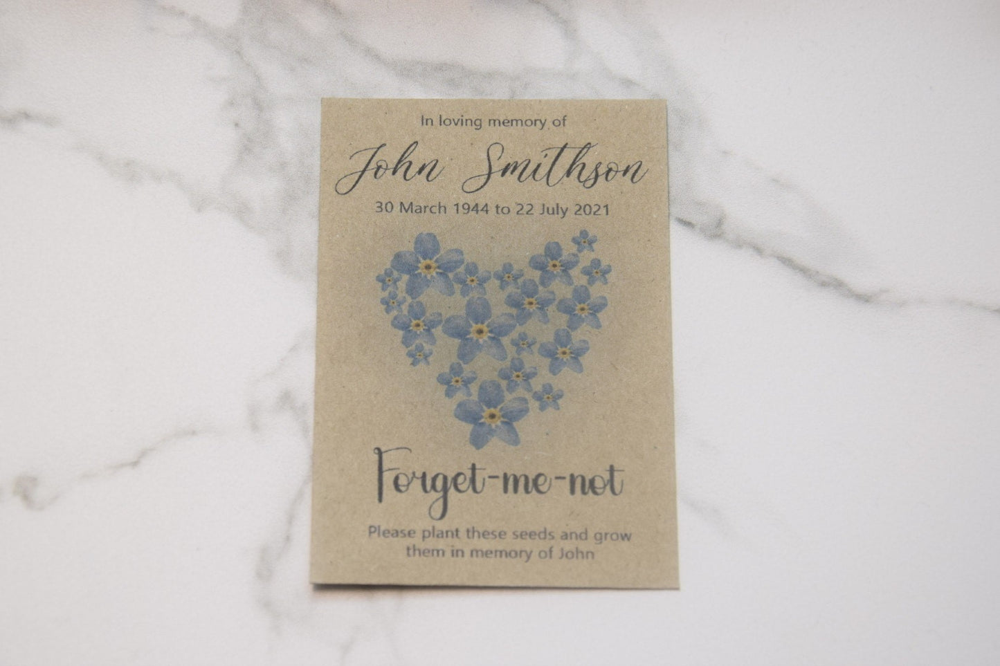 Forget Me Not Funeral Seeds Heart